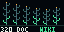 Six plant-like stems representing example document collections