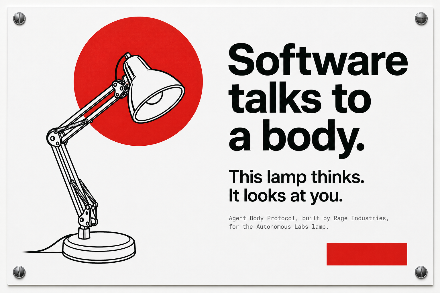 Software talks to a body. Simulator today. Not for sale.