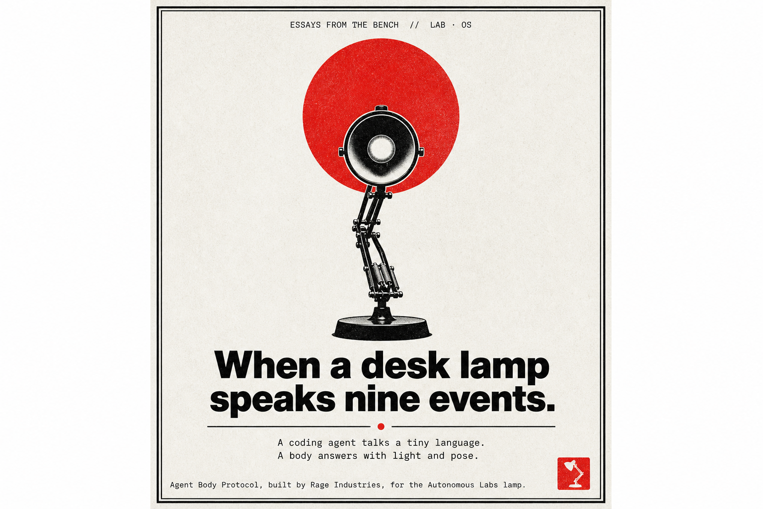 Desk lamp against a red sun.
